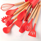 12-Piece Silicone Cooking Utensils Set with Bamboo Handles for Kitchen 5