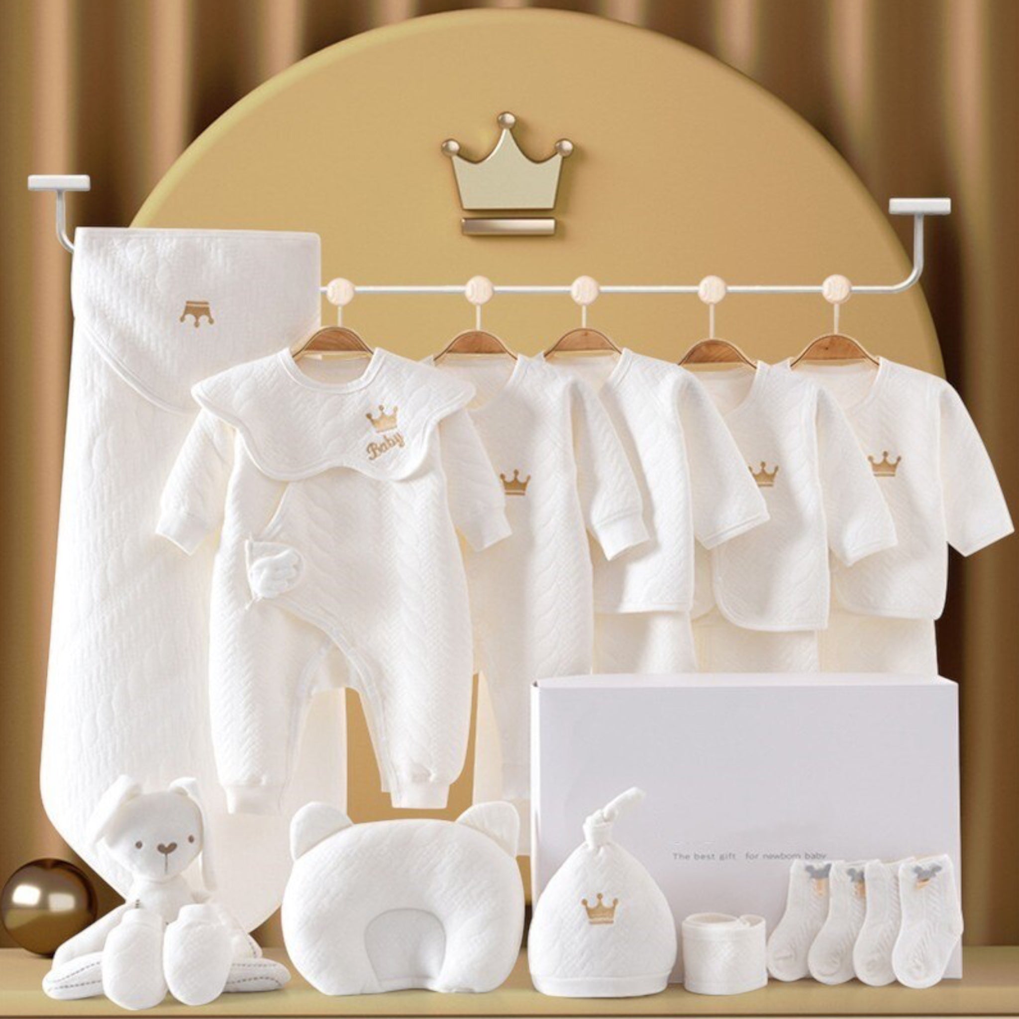 Newborn Baby Luxury Set Soft Comfortable Essentials For Precious Infants-Baby & Children-Unique Casa-White-3-6M-Unique Casa