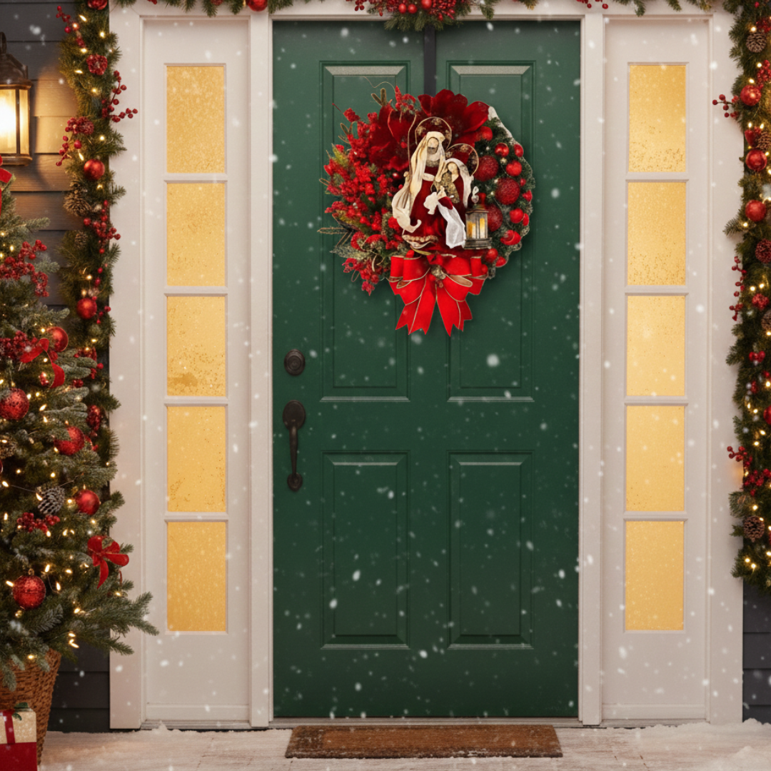 Elegant Christmas Door Wreath – Sacred-Inspired Holiday Garland Decor