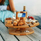 Elegant Oak Picnic Wine Table – Compact, Versatile Design for Outdoor Dining