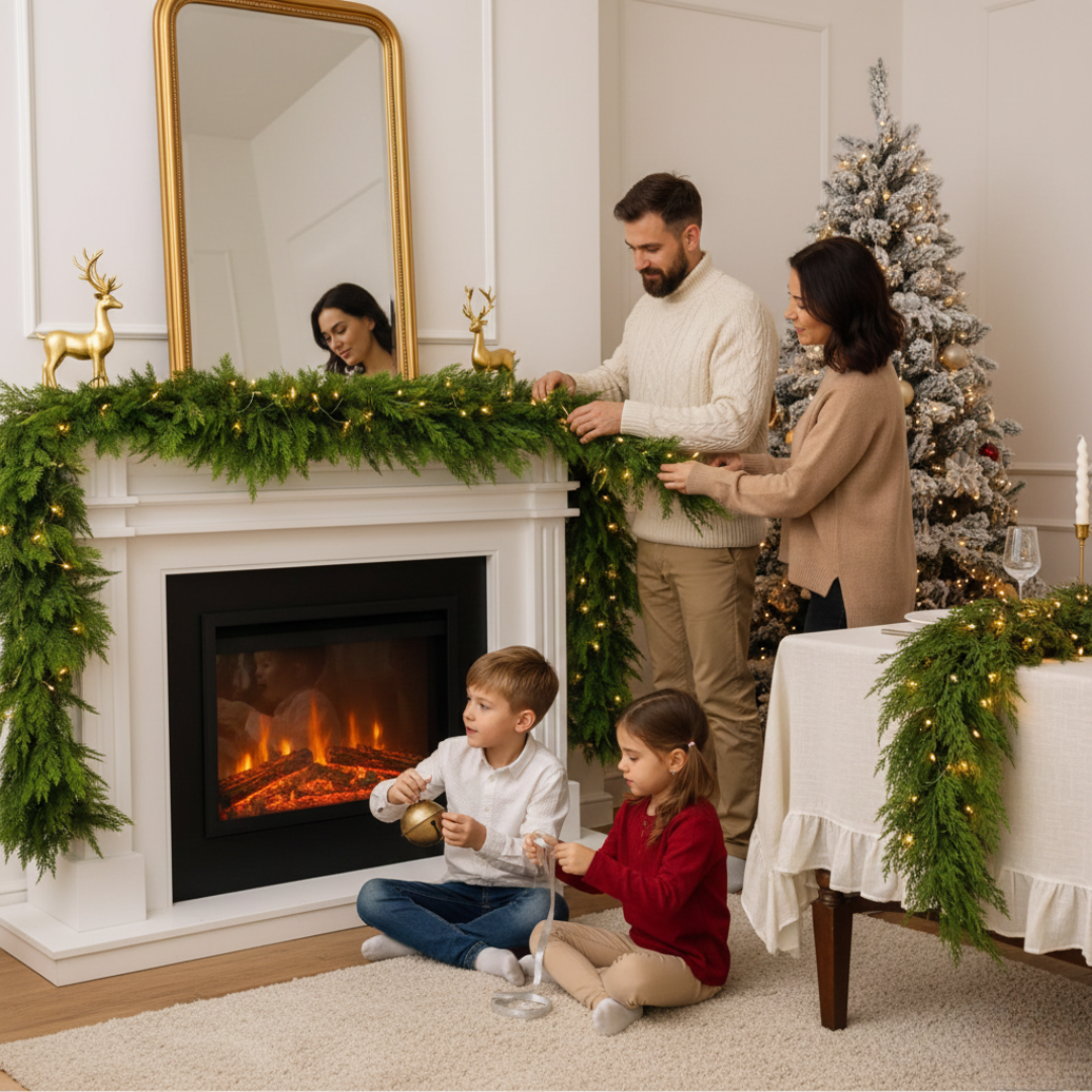 Christmas Cedar Garland – Festive Natural Elegance for Your Home