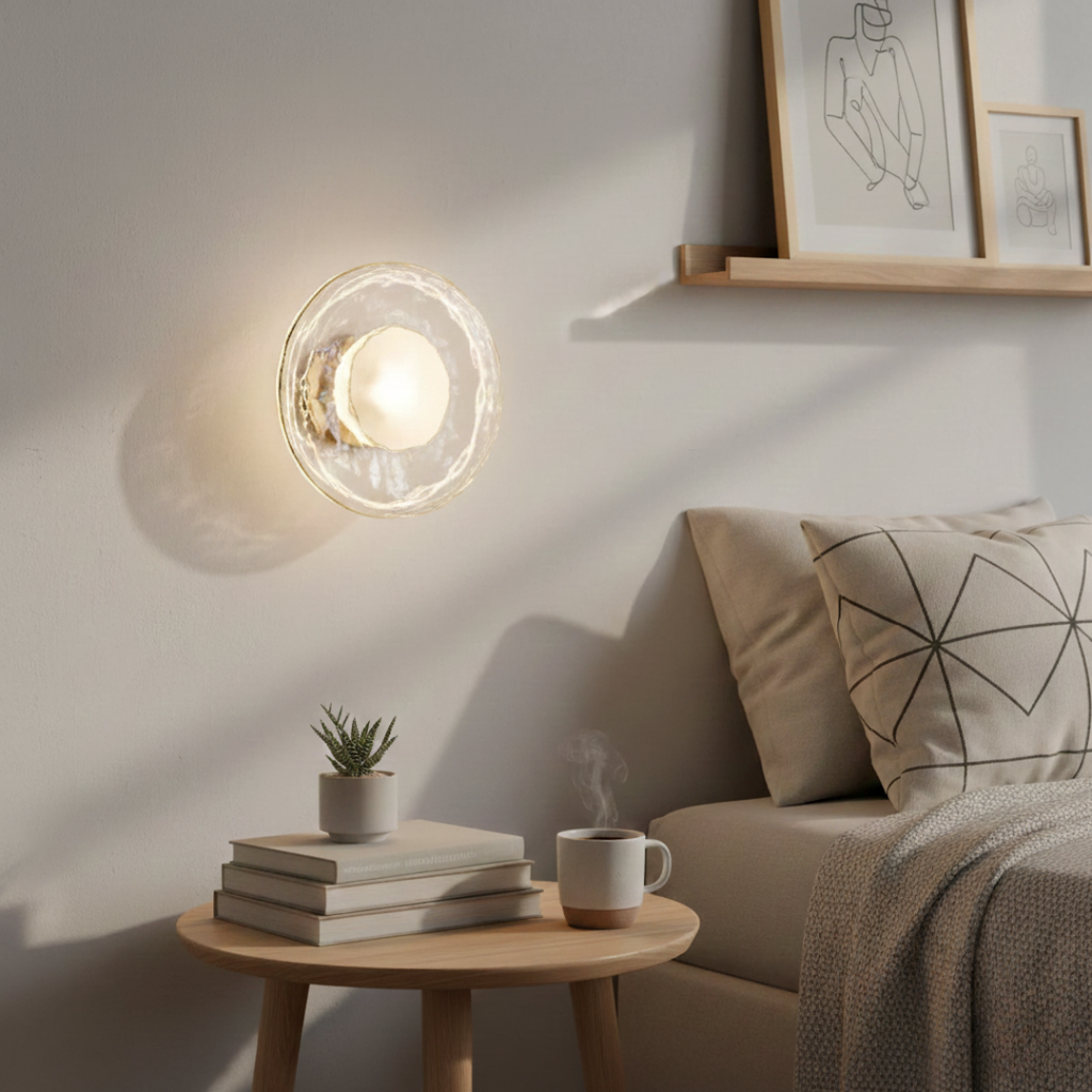 Nordic Round Wall Light – Elegant Glass Sconce for Hallways and Bedrooms