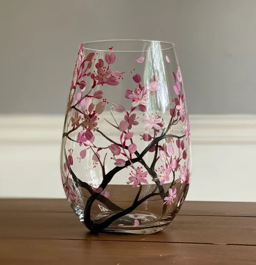 Four Seasons Tree Wine Glasses Hand-Painted Artistic Design For Elegant Sipping-Glassware-Unique Casa-Unique Casa