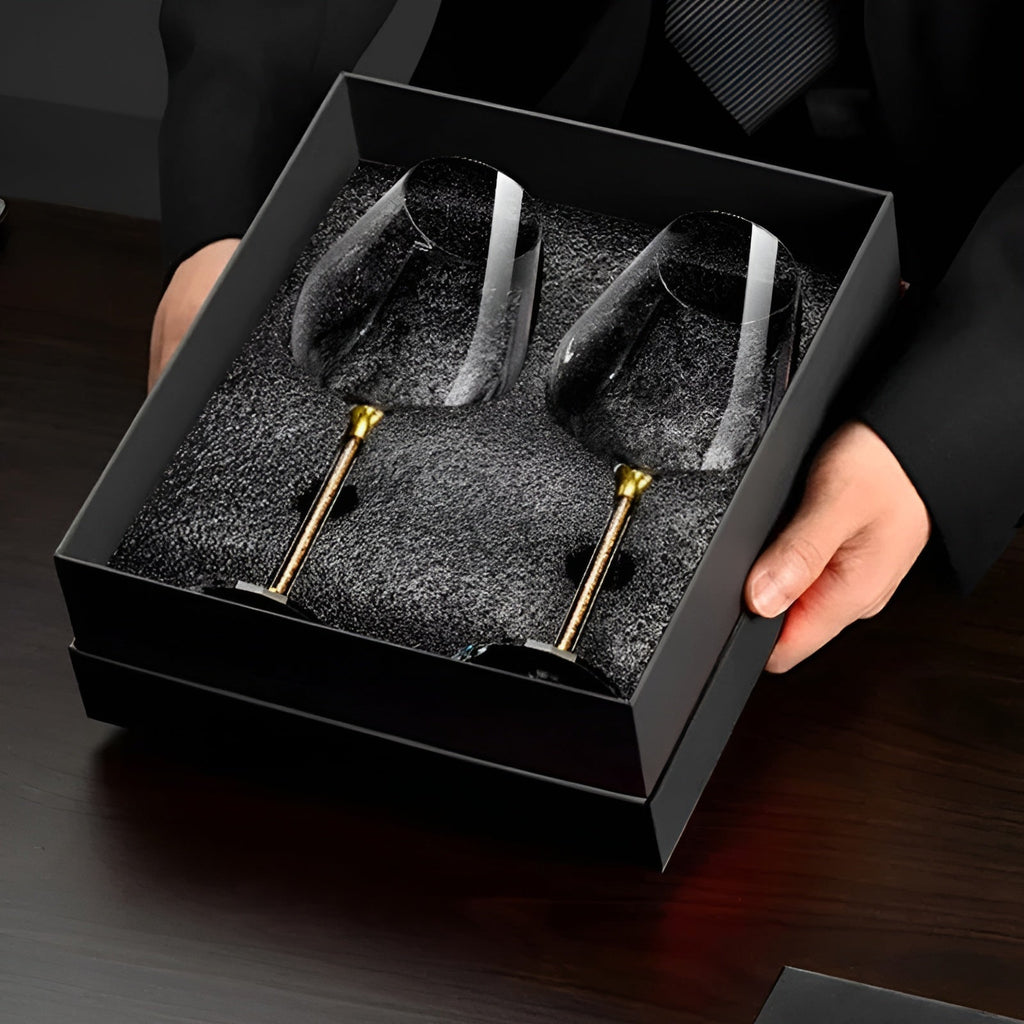 2-Pack Crystal Wine Glasses – Tall, Elegant & Luxurious-Unique Casa-Gold-520ml-Unique Casa