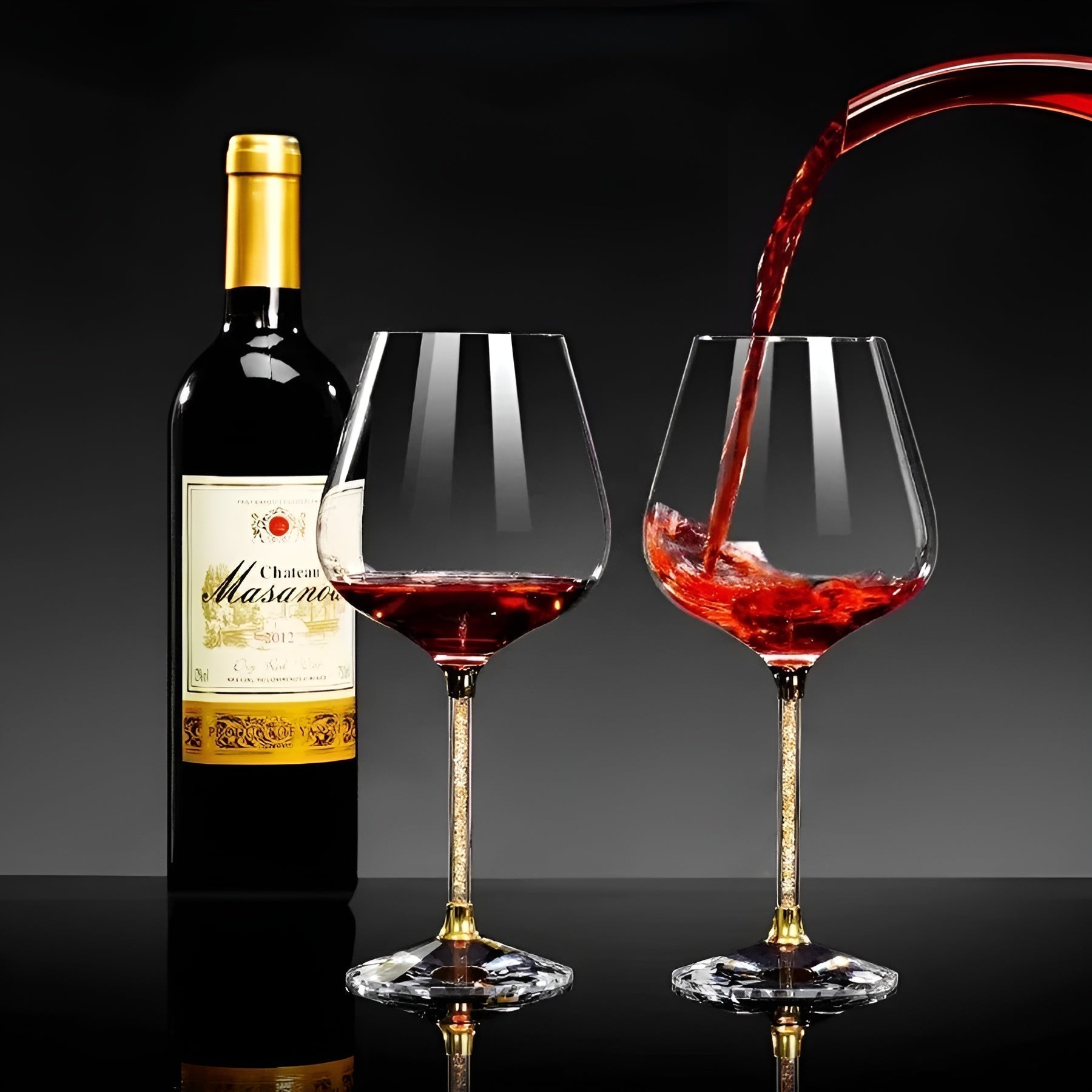 2-Pack Crystal Wine Glasses – Tall, Elegant & Luxurious-Unique Casa-Unique Casa