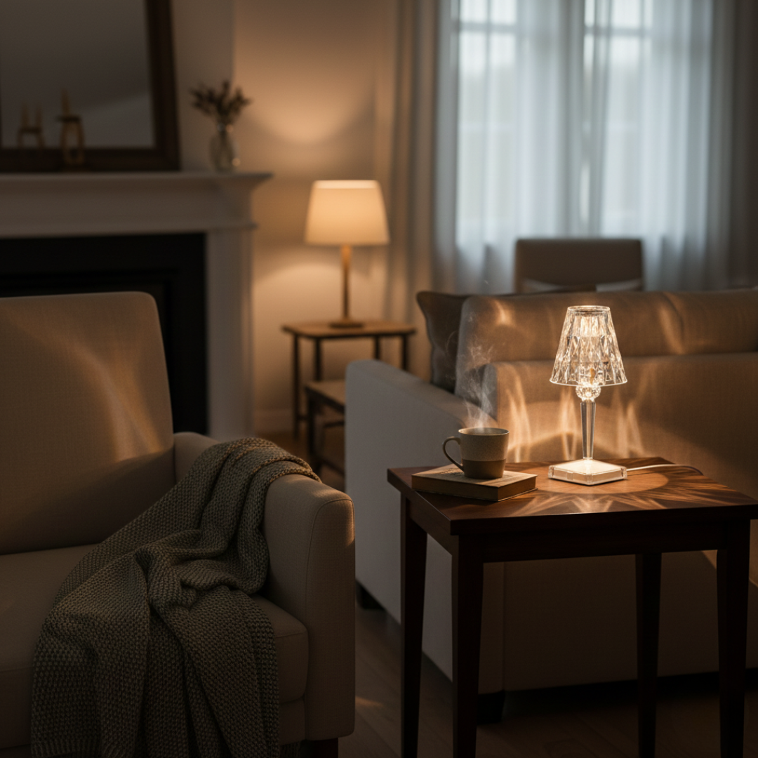 Rechargeable Crystal Table Lamp – Touch Control Cordless Bedside Lighting