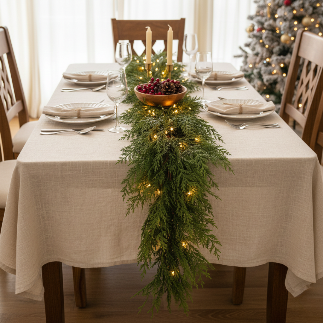 Christmas Cedar Garland – Festive Natural Elegance for Your Home