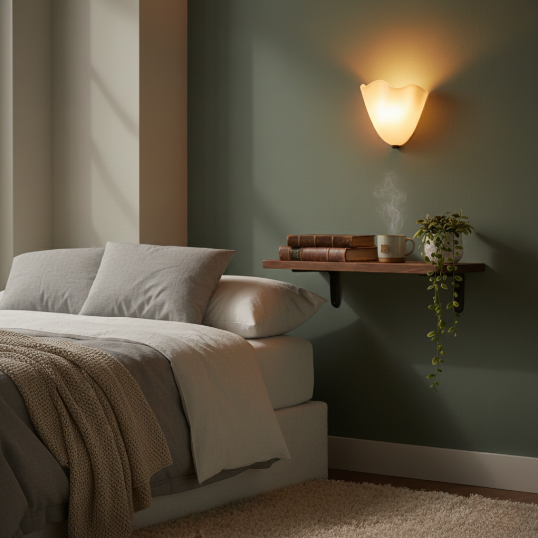 Retro Colored Glass Wall Sconce – Vintage Shell Wall Light for Home Decor