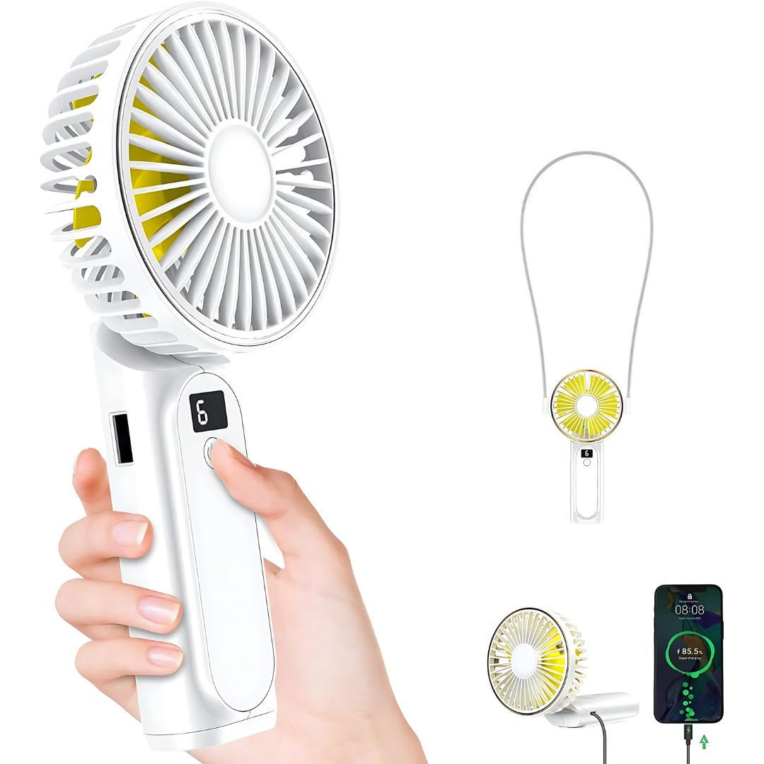 Handheld Folding Fan – Ultra-Quiet Cooling with Adjustable Speeds and Power Bank Function-Fans-Unique Casa-Unique Casa