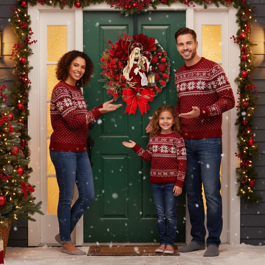 Elegant Christmas Door Wreath – Sacred-Inspired Holiday Garland Decor