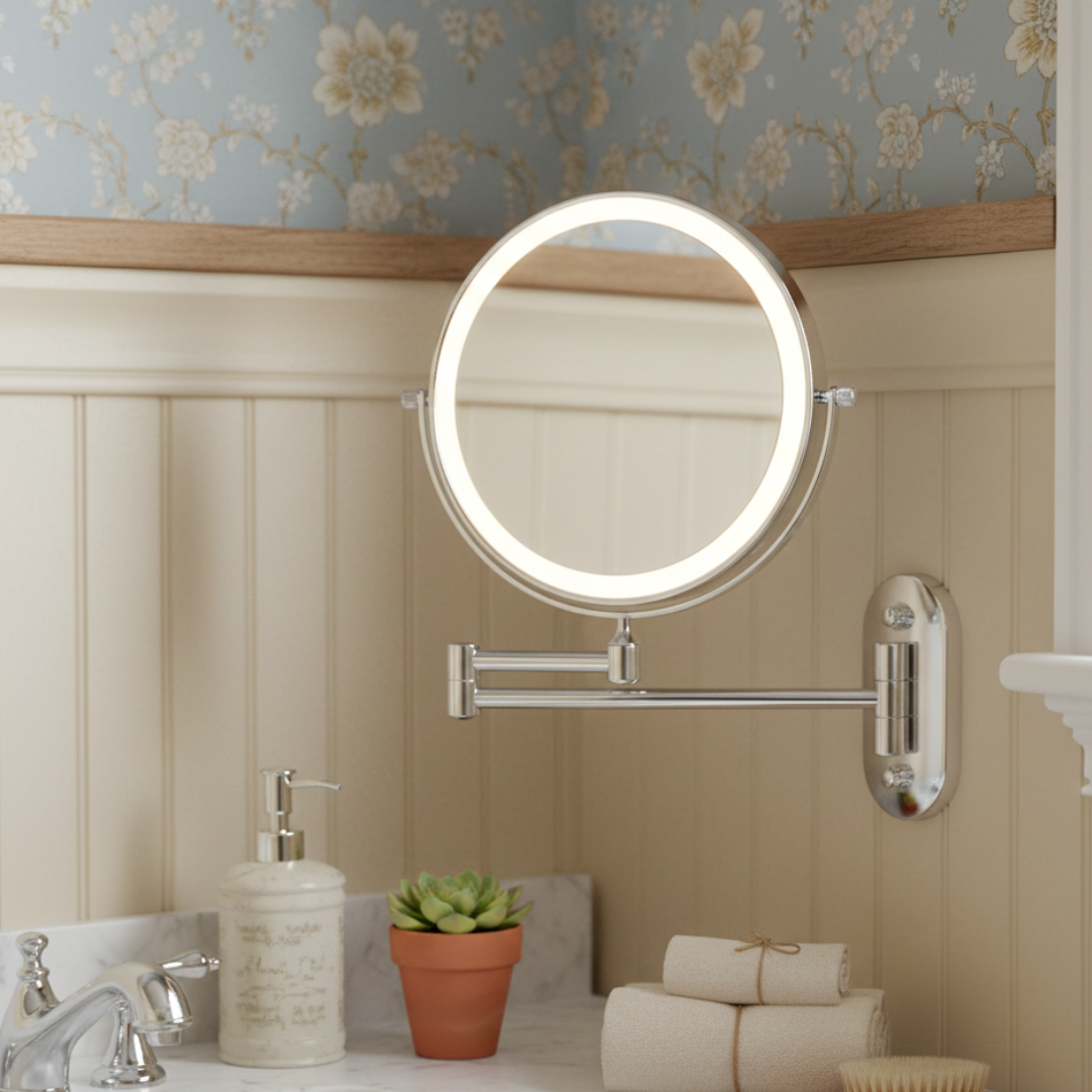Adjustable LED Makeup Mirror with Magnification – Modern Vanity Mirror for Beauty