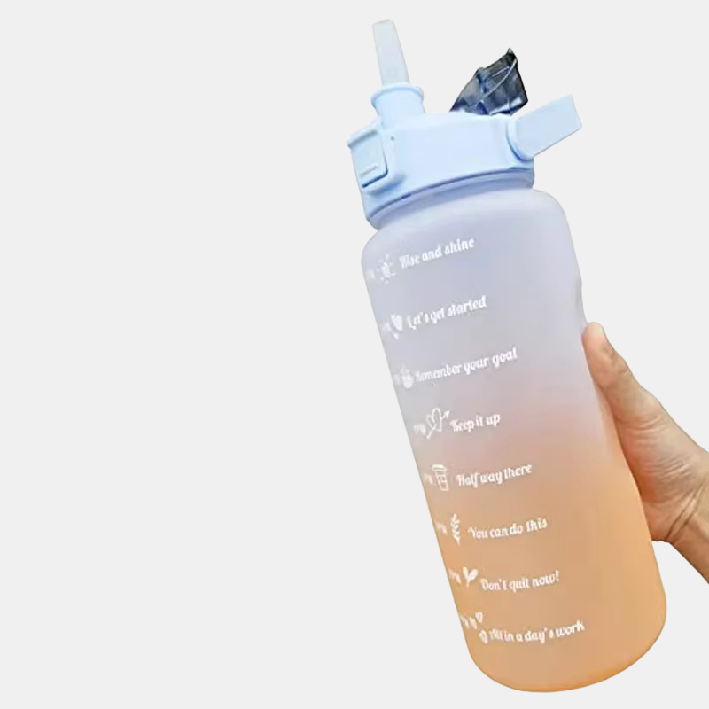 2L Motivational Water Bottle with Time Marker and Straw – Leak-Proof and BPA-Free-Water Bottle-Unique Casa-Blue+orange-Unique Casa
