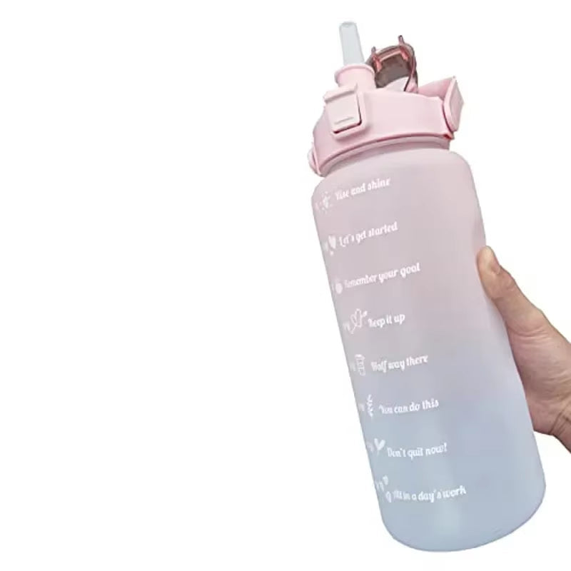 2L Motivational Water Bottle with Time Marker and Straw – Leak-Proof and BPA-Free-Water Bottle-Unique Casa-Pink+blue-Unique Casa