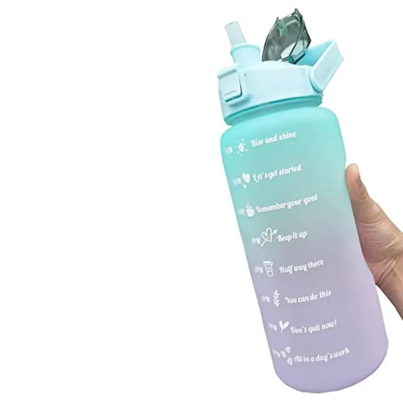 2L Motivational Water Bottle with Time Marker and Straw – Leak-Proof and BPA-Free-Water Bottle-Unique Casa-Purple+blue-Unique Casa