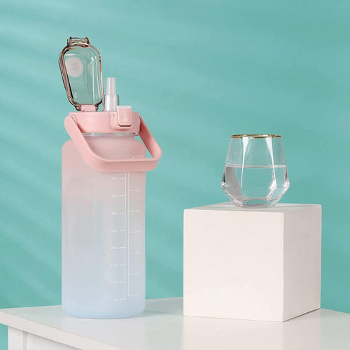 2L Motivational Water Bottle with Time Marker and Straw – Leak-Proof and BPA-Free-Water Bottle-Unique Casa-Unique Casa