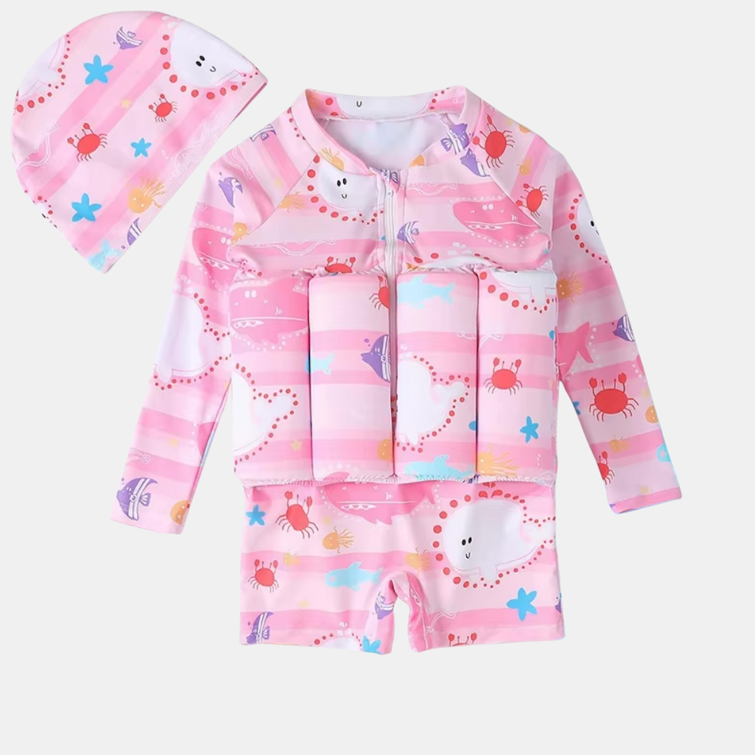 3-in-1 Floating Swimsuit – Stylish, Safe & SPF 50+ Sun Protection-Swimsuit-Unique Casa-Pink Longsleeve-1-2 years (80-90 cm)-Unique Casa