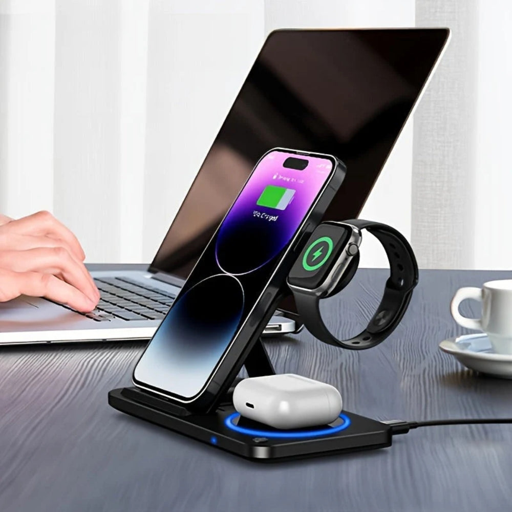 3-in-1 Magnetic Wireless Charging Station – Charge Phone, Watch & Headphones-Phone Chargers-Unique Casa-Unique Casa
