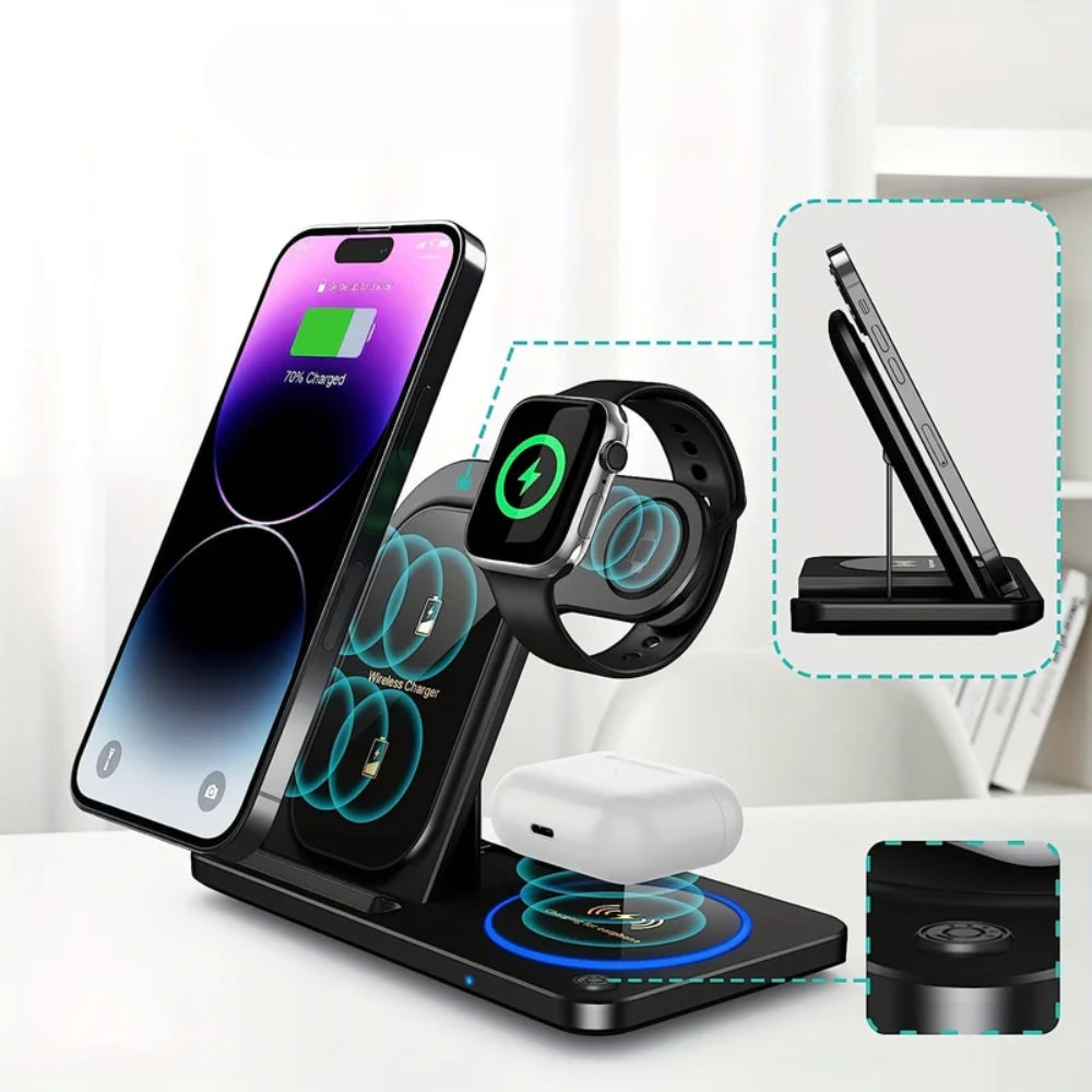 3-in-1 Magnetic Wireless Charging Station – Charge Phone, Watch & Headphones-Phone Chargers-Unique Casa-Unique Casa