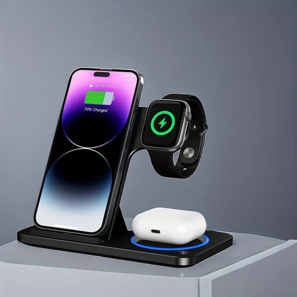 3-in-1 Magnetic Wireless Charging Station – Charge Phone, Watch & Headphones-Phone Chargers-Unique Casa-Unique Casa