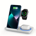 3-in-1 Magnetic Wireless Charging Station – Charge Phone, Watch & Headphones-Phone Chargers-Unique Casa-White-Width: 16.5 cm x Height: 13 cm x Depth: 8.8 cm-Unique Casa
