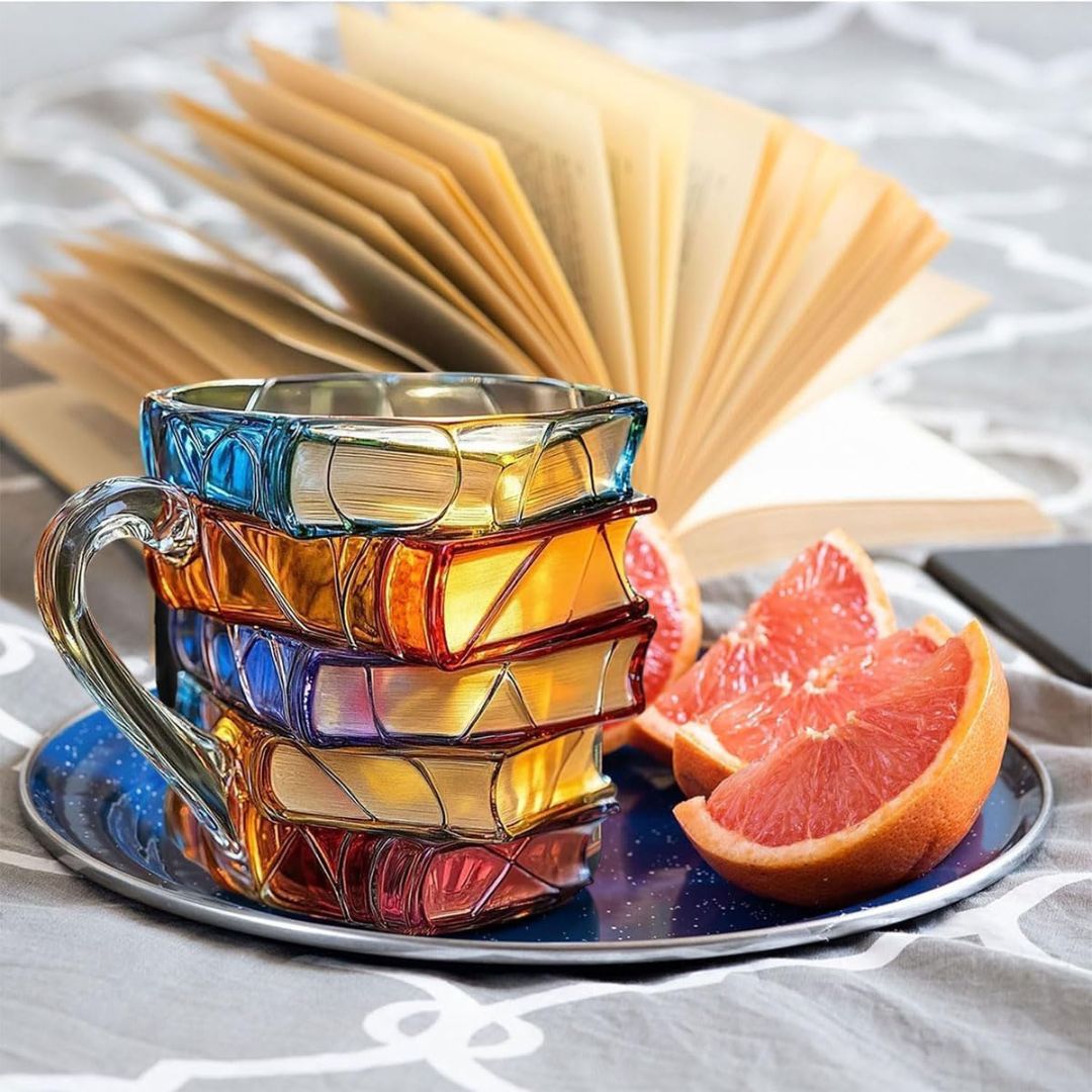 3D Book Design Coffee Mug – Unique Handmade Cup for Book Lovers 3