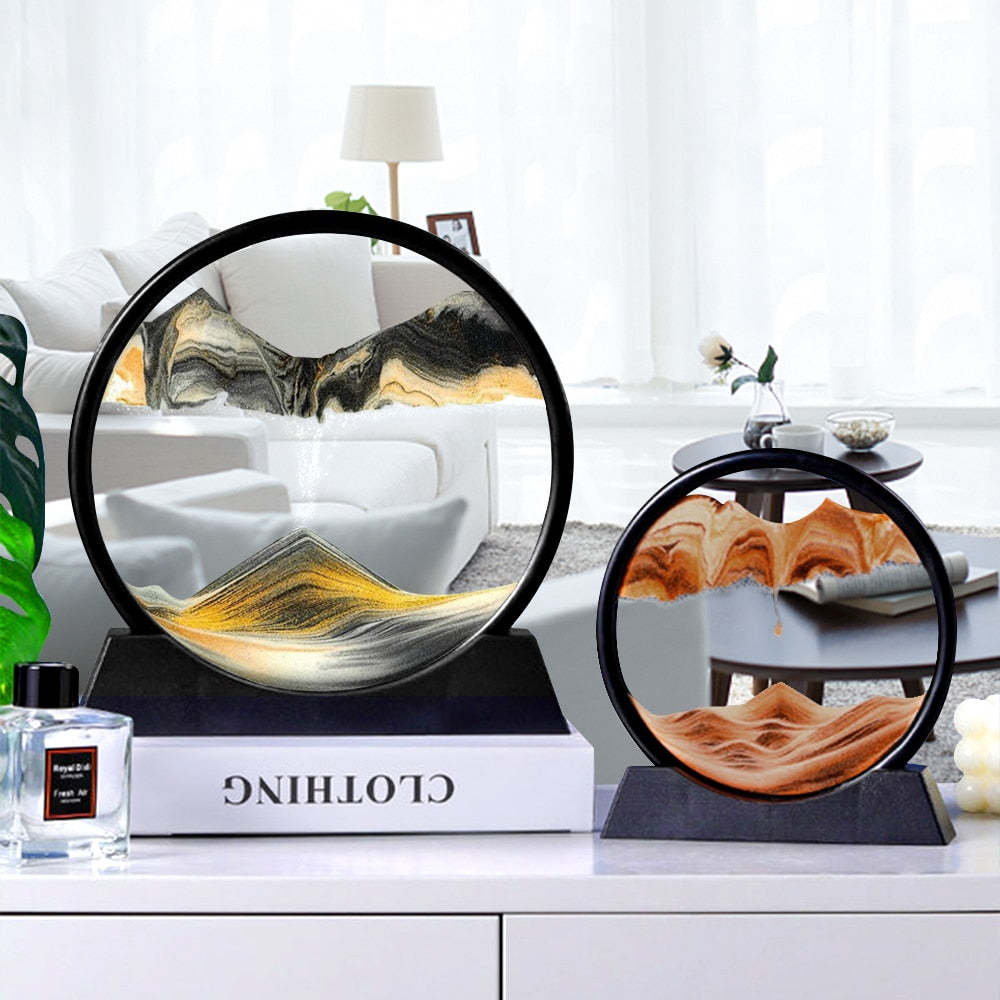 3D Moving Sand Art Glass Decoration – Tranquil Wall Art for Home Decor 3