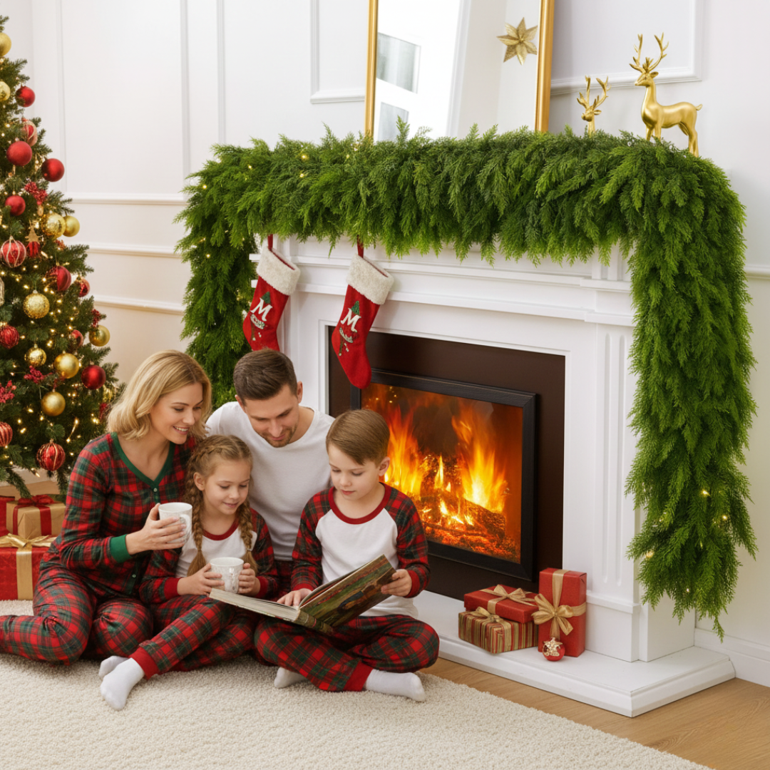 Christmas Cedar Garland – Festive Natural Elegance for Your Home