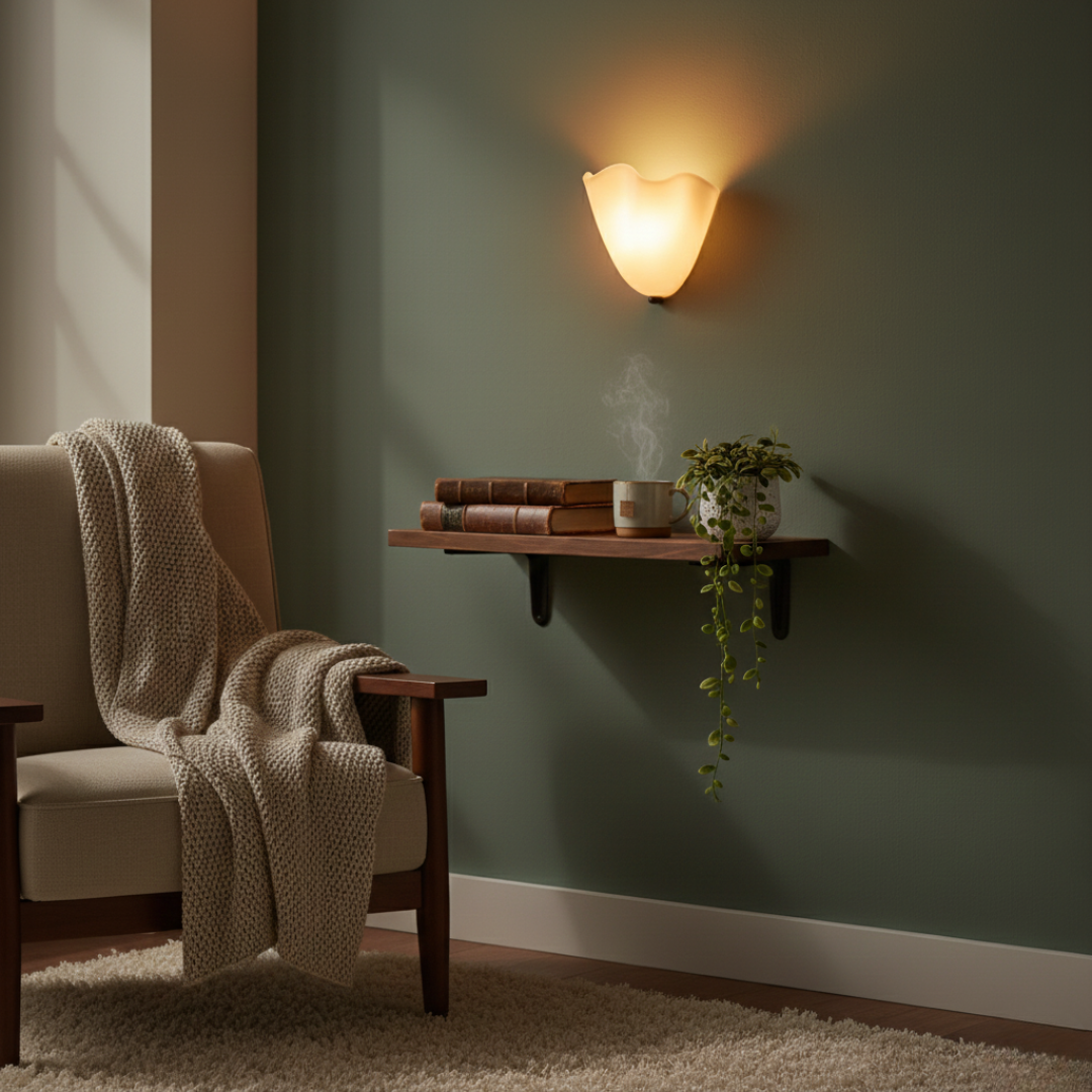 Retro Colored Glass Wall Sconce – Vintage Shell Wall Light for Home Decor