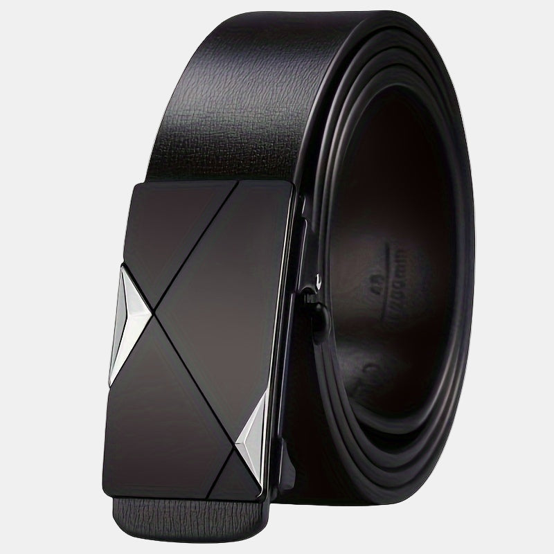 Men’s Leather Belt with Automatic Buckle – Adjustable Dress Belt for Casual or Formal Wear