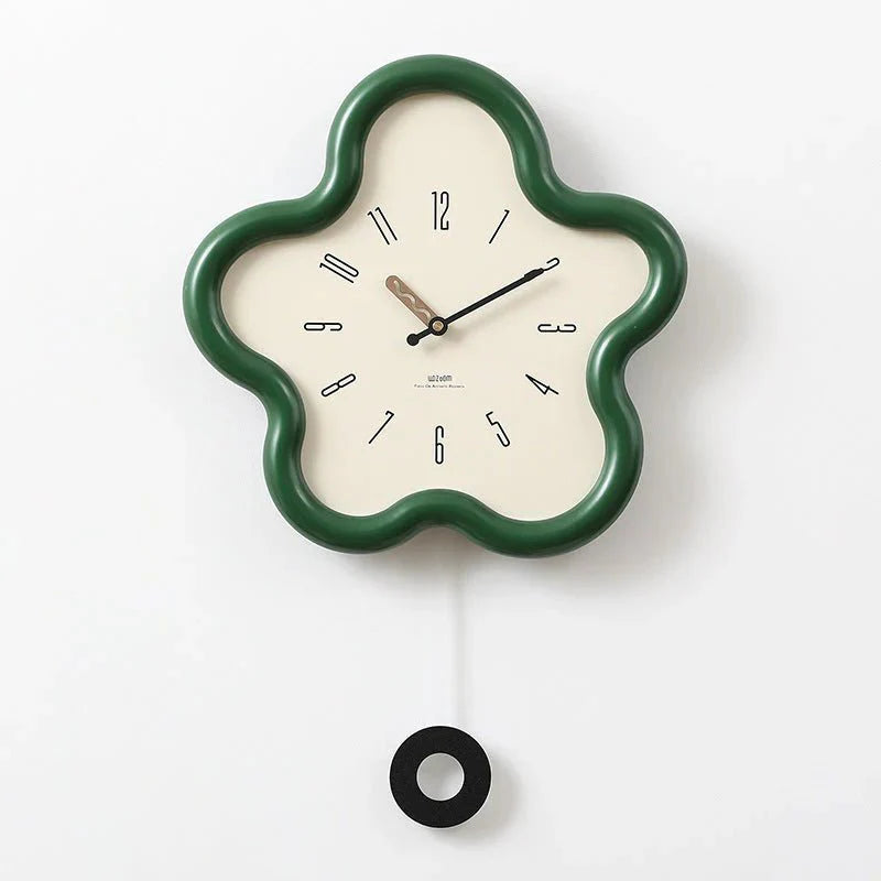 3D Flower Pendulum Wall Clock – Artistic Floral Design for Bedroom and Living Room-Wall Clocks-Unique Casa-Green-Unique Casa
