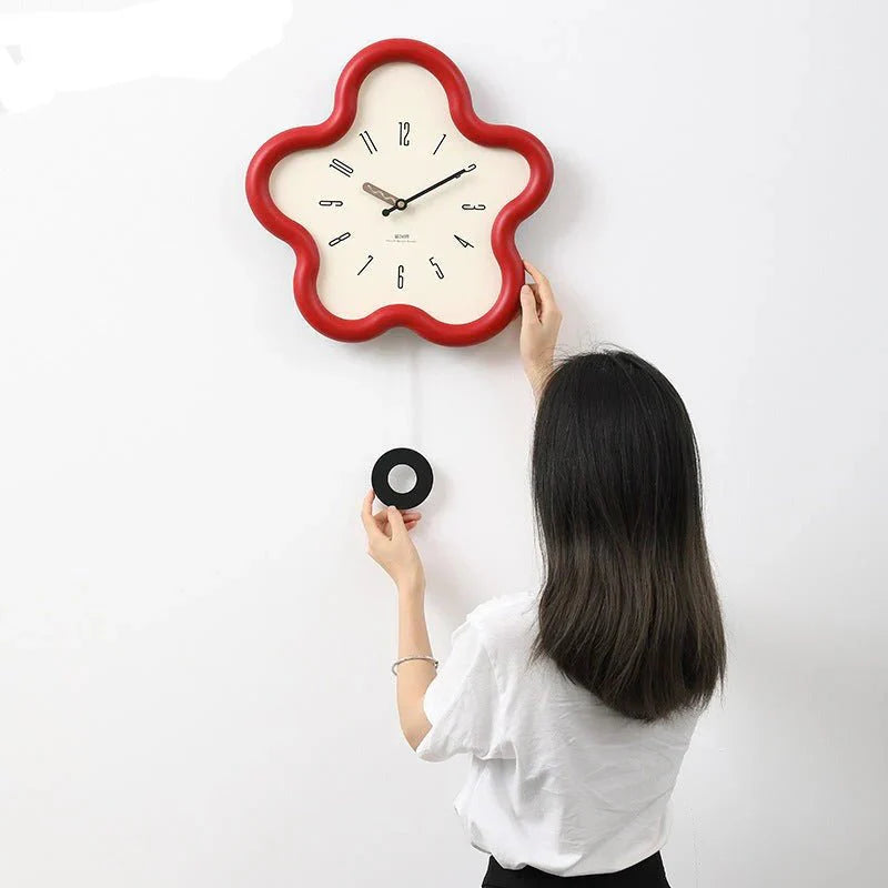 3D Flower Pendulum Wall Clock – Artistic Floral Design for Bedroom and Living Room-Wall Clocks-Unique Casa-Unique Casa