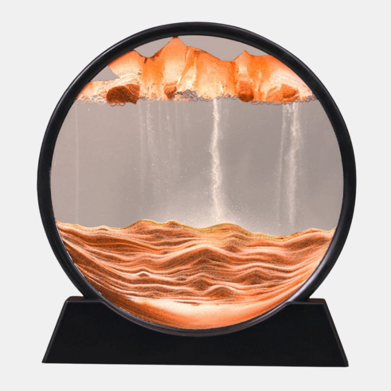 3D Moving Sand Art Glass Decoration – Hourglass Art for Home Decor-Home Decor-Unique Casa-Desert-18x19x4-Black-Unique Casa