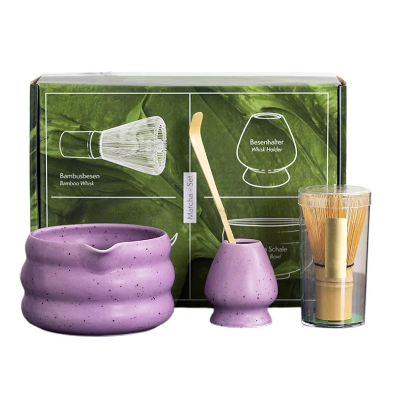 4-Piece Matcha Tea Set – Bowl, Whisk, and Tools for Traditional Preparation