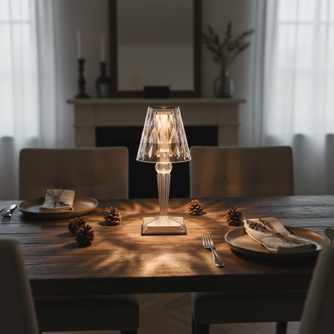 Rechargeable Crystal Table Lamp – Touch Control Cordless Bedside Lighting