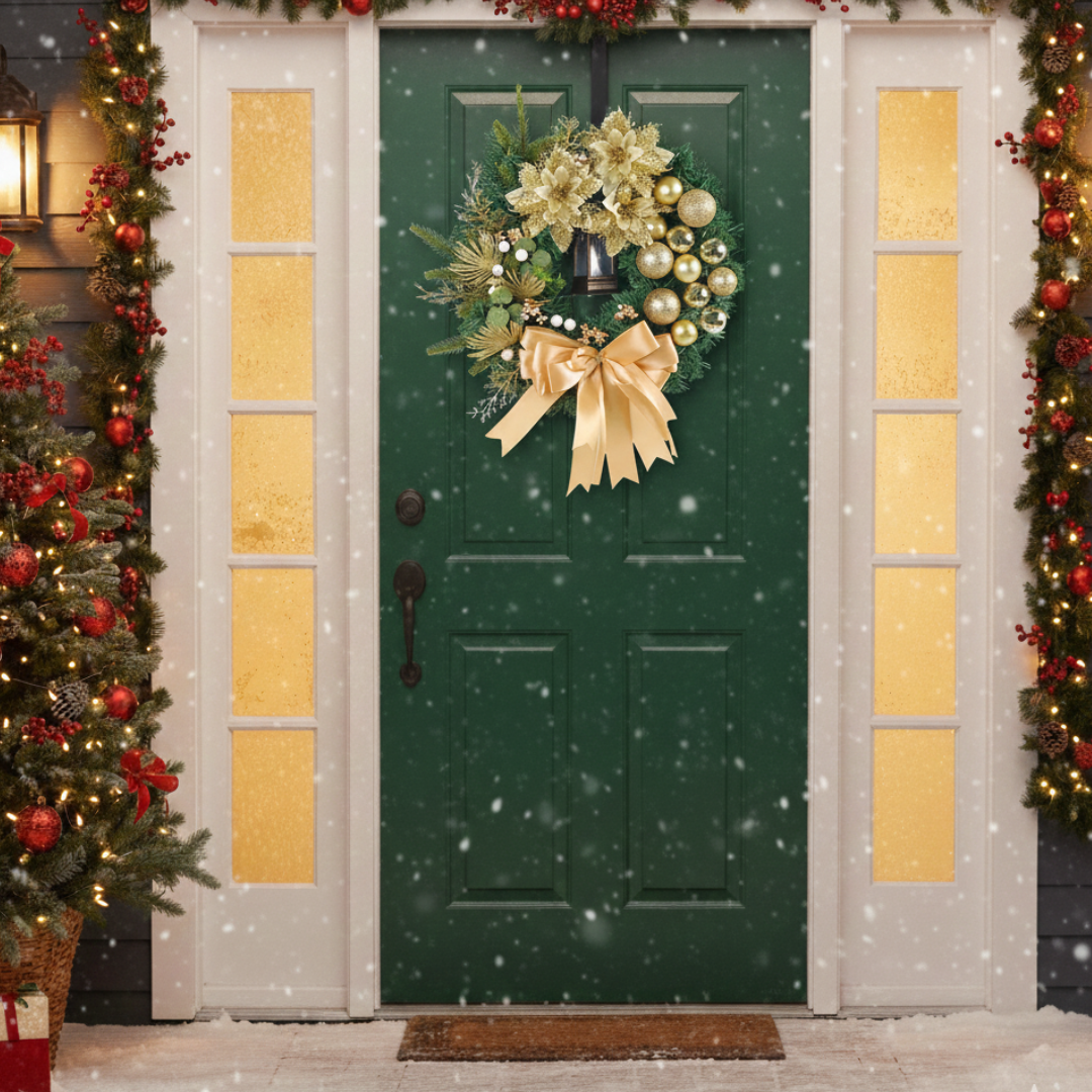 Elegant Christmas Door Wreath – Sacred-Inspired Holiday Garland Decor