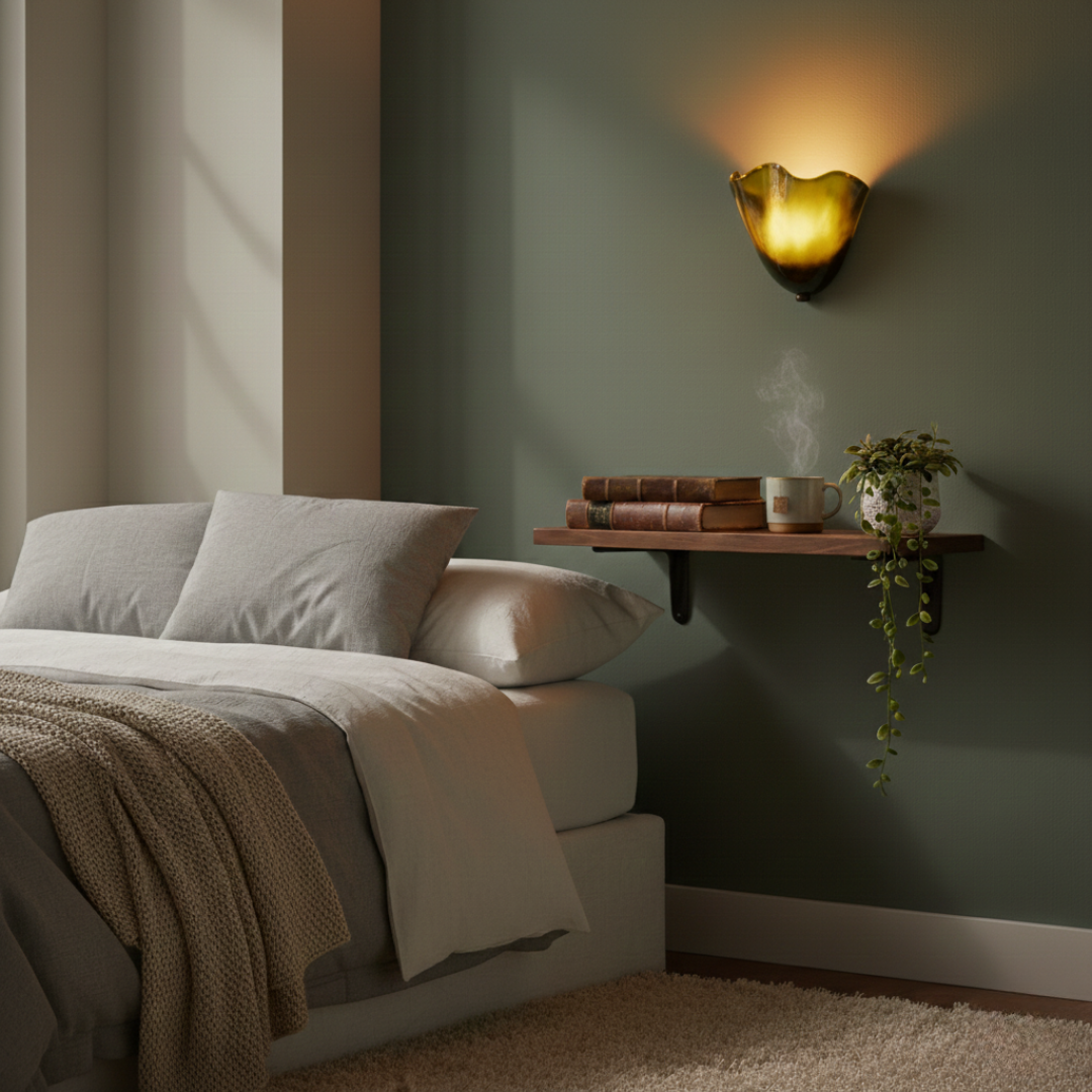 Retro Colored Glass Wall Sconce – Vintage Shell Wall Light for Home Decor