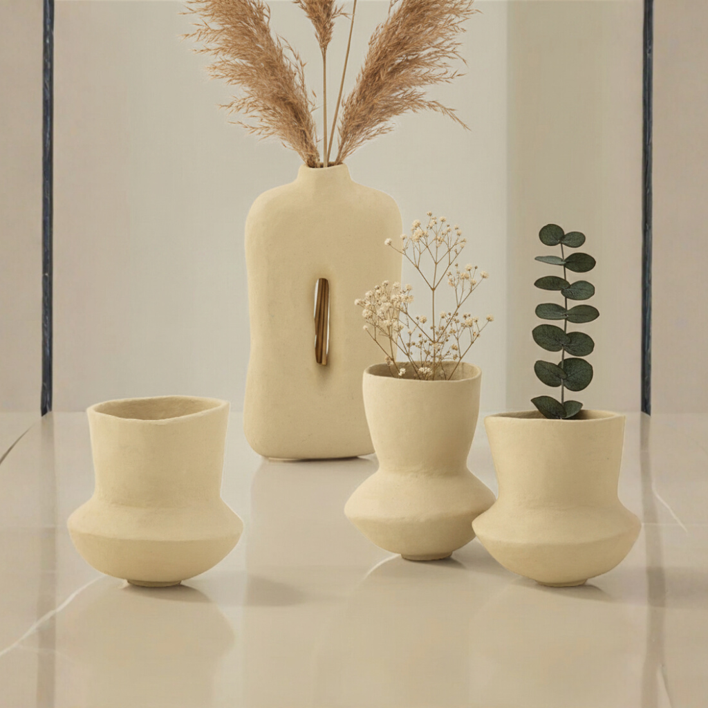 Square Papermache Plant Pot – Natural Tone