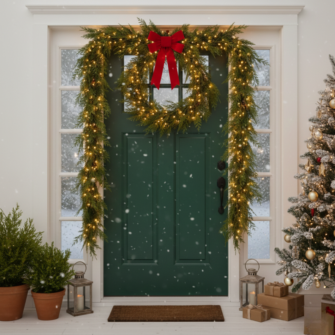 Christmas Cedar Garland – Festive Natural Elegance for Your Home