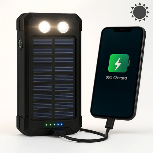 500000mAh Solar Charger Waterproof Power Bank - Portable & Durable for Outdoor Adventures