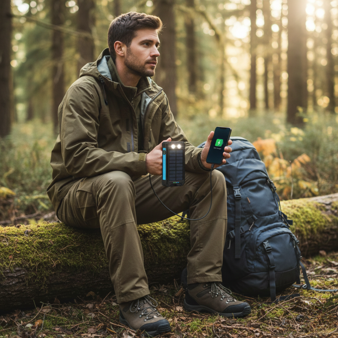 500000mAh Solar Charger Waterproof Power Bank - Portable & Durable for Outdoor Adventures