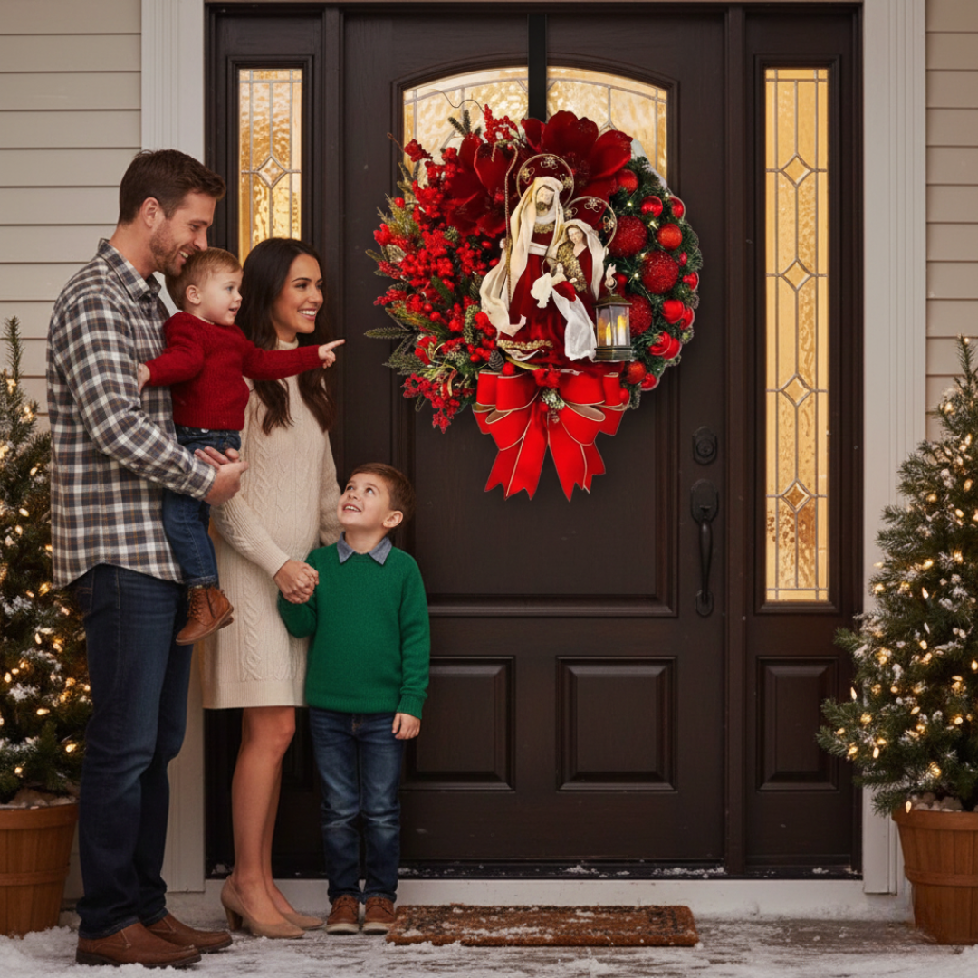 Elegant Christmas Door Wreath – Sacred-Inspired Holiday Garland Decor