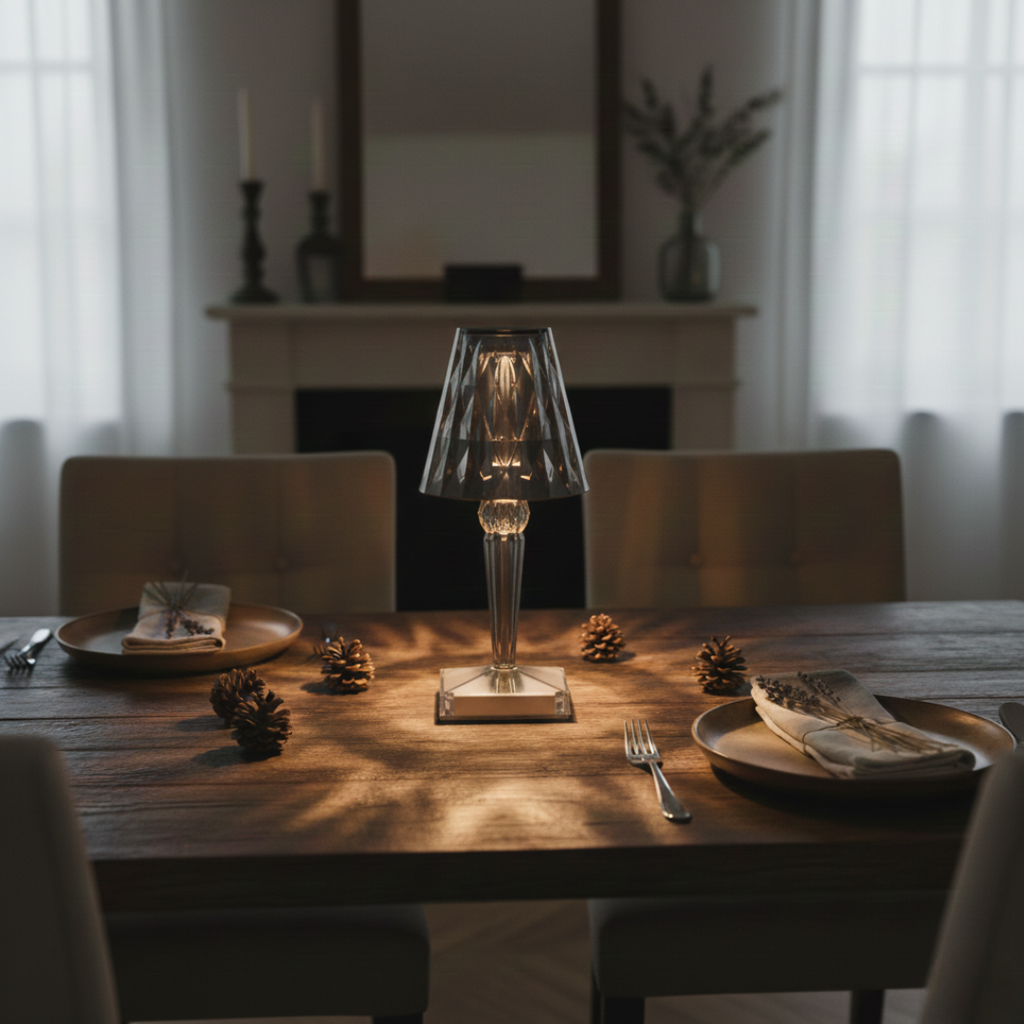 Rechargeable Crystal Table Lamp – Touch Control Cordless Bedside Lighting