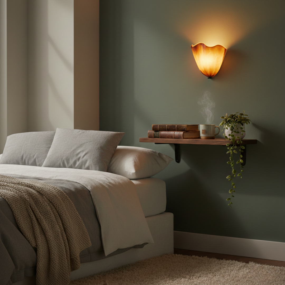 Retro Colored Glass Wall Sconce – Vintage Shell Wall Light for Home Decor