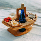 Elegant Oak Picnic Wine Table – Compact, Versatile Design for Outdoor Dining