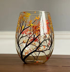 Four Seasons Tree Wine Glasses Hand-Painted Artistic Design For Elegant Sipping-Glassware-Unique Casa-Summer-Glass without stem-Unique Casa