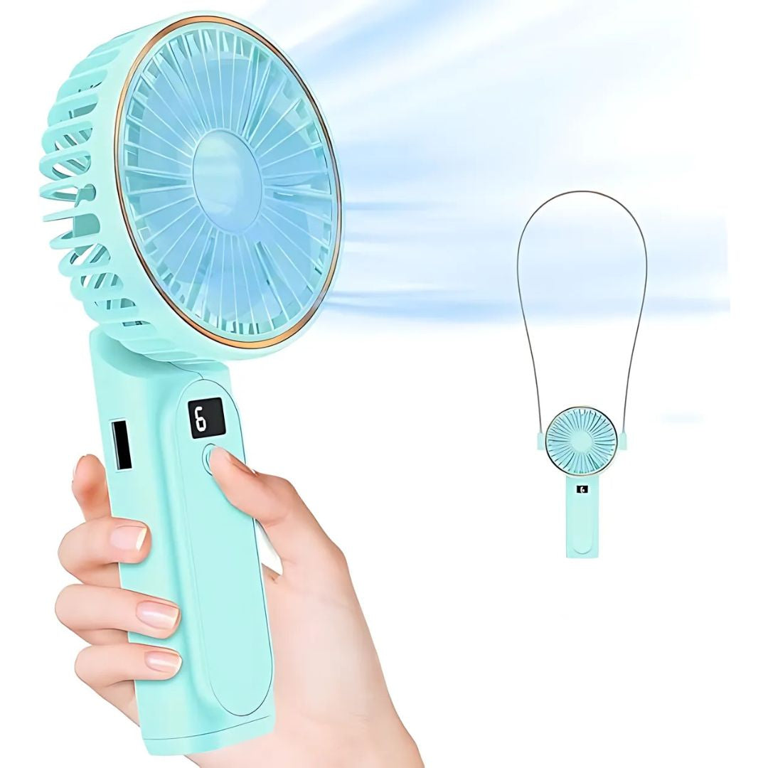 Handheld Folding Fan – Ultra-Quiet Cooling with Adjustable Speeds and Power Bank Function-Fans-Unique Casa-Unique Casa