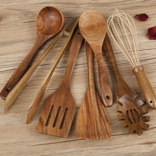 7-Piece Wooden Kitchen Utensil Set – Durable Cooking Tools for Every Kitchen 0