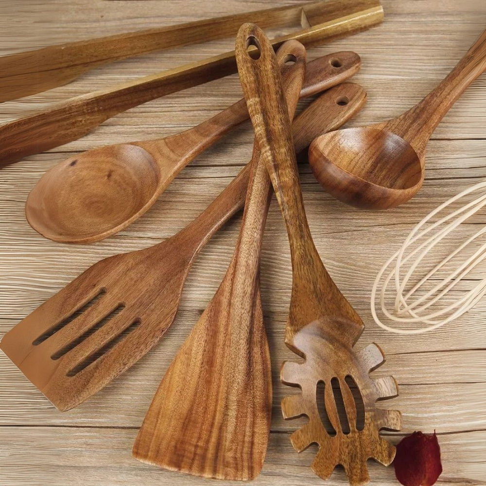 7-Piece Wooden Kitchen Utensil Set – Durable Cooking Tools for Every Kitchen 4