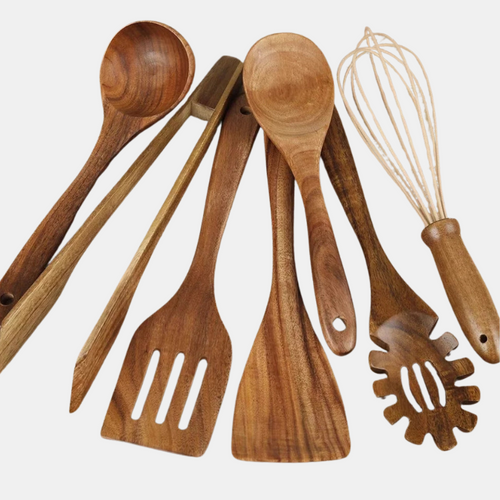 7-Piece Wooden Kitchen Utensil Set – Durable Cooking Tools for Every Kitchen