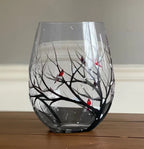 Four Seasons Tree Wine Glasses Hand-Painted Artistic Design For Elegant Sipping-Glassware-Unique Casa-Winter-Glass without stem-Unique Casa